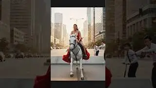 Beautiful Japanese woman horse riding through the city, leaving everyone amazed #equestrian #horse