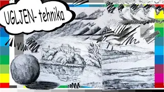 UGLJEN - tehnika, osnove, vježba/ TONSKA MODELACIJA / CHARCOAL DRAWING BASIC TECHNIQUE  likovni123
