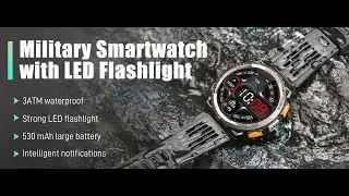 Смарт часы Lemfo TrailBlaze KE5, IP68, батарея 530 мАч, фонарь, компас, барометр.