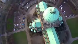Brussels - Basilique of Koekelberg at the sunset from a drone
