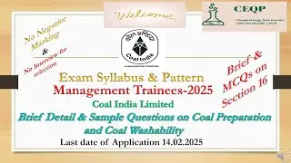 Coal India Limited Management Trainee 2025, Selection Process, Syllabus, Exam Pattern, MCQ