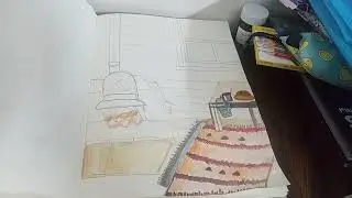 Snowy evening with coffee watercolor painting tutorial step by step 🖌️ ☀️☕