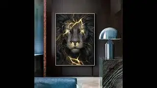 Black and Gold Animals Wall Art Canvas Painting Wild Lion Posters and Prints Modern Living Room Int