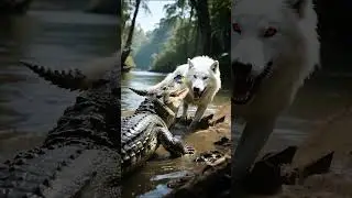 🐺⚔️ Wolf vs Alligator | Epic AI Animal Battle! 🐊| Ai video #wolf #alligator #aivideo