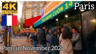 🇫🇷4K Paris real time November, 25,2023 - Free walking tour Chinatown in Paris #paris #automne2023