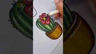Cactus 🌵 Colour With Me 🌺 #ohuhu #colouring #alcoholmarkers #colourwithme #asmr