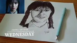 Wednesday Addams Ball pen drawing || Drawing tutorial