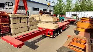 China Fudeng Extendable Flatbed Trailer, Extension Flatbed Trailer Doing Load Testing