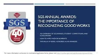 SGS Awards of Distinction and Scholarship Overview