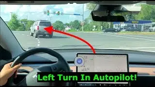 Tesla Autopilot | Model 3 Makes a Left Turn in Autopilot!