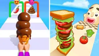 Stacky Ice Cream Runner Vs Sandwich Runner | Android iOS gameplay walkthrough | Satisfying games