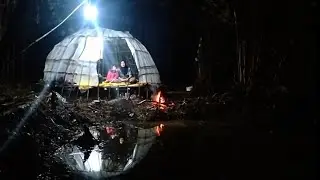Camping hujan deras di hutan pinggir sungai mancing makan enak tidur nyenyak di shelter 