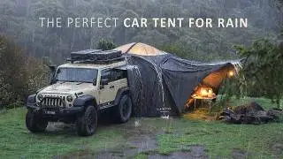 DARK & GLOOMY Rain Camp in my COZY Car Tent 🌧️ Relax, Eat, Sleep, Study ASMR
