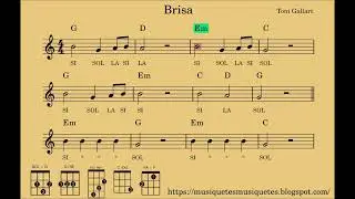 Brisa. Partitura f&agrave;cil. Notes: sol-la-si. S&Iacute; melodia.