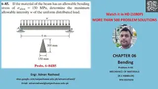6-85 |Chapter 6| Bending | Mechanics of Material Rc Hibbeler|