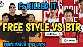 FREE STYLE VS BTR AMAZING FIGHT PMWL WEEK 2 DAY 4 FULL MATCH | UZAN YT |