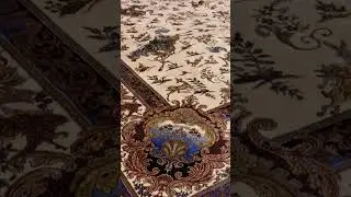 Traditional Handmade 100% Silk Carpet. Hand Knotted Beige Area Rug 6'6 x 9'1 ft - The Hunt Beige