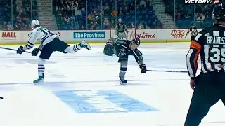 NHL Prospects Mathis Preston Gets Knee on Knee During WHL Game With Vancouver Giants 