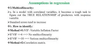 Video 22 Assumptions in Regression Variable Selection Methods