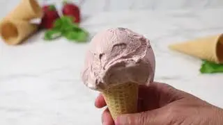 Strawberry Goat Cheese Ice Cream with Basil