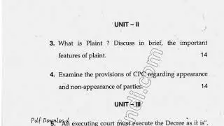 2017 BA LLB Hons 9th Sem Civil Procedure Code & Limitation Question Paper