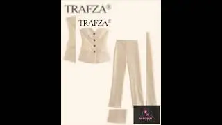 TRAFZA Women Elegant Solid Pant Suit Front Button Strapless Side Slit Sets