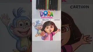 Dora the Explorer 🎨 Realism vs Cartoon ✨#shorts #trending #drawingtransformation