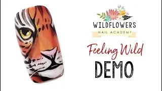 Feeling Wild Hand Painted Tiger Face Nail Art using Gel Paints from Wildflowers