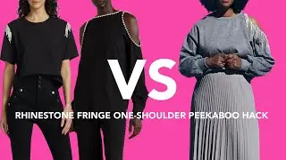 NO SEW DIY RHINESTONE FRINGE ONE-SHOULDER PEEKABOO TOP ( DESIGNER HACK!)