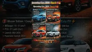 Upcoming Cars 2026 🔥 Top 4 Cars India Can&rsquo;t Wait For!