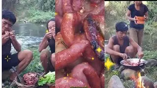 TWO BROTHERS ESCAPE FROM THEIR MOTHER INTO THE FOREST TO MAKE GRILLED PORK INTESTINES, RURAL LIFE