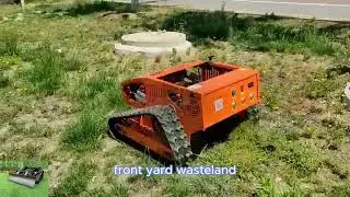 wireless steep slope mower with snow plow snow blade snow shovel snow removal machine