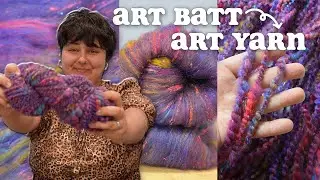 Making Funky Yarn From Scratch 🧶 Drum Carding Fiber & Spinning Art Yarn