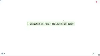Verification of Truth of the Statement Theory #swayamprabha