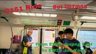 (RETRIED SET) Unrefurbished Door! KHI C151 set 057/058 Ride from EW24 Jurong East to EW29 Joo Koon