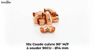 VID&Eacute;O 360&deg; - 10x Coude cuivre 90&deg; M/F &agrave; souder 90CU - diam&egrave;tre 14 mm BRICOZOR