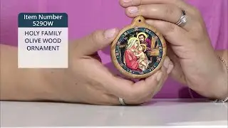 529OW_HOLY FAMILY OLIVE WOOD ORNAMENT