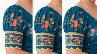 🌸 Designer Puff Sleeve Blouse Floral Print Saree Blouse Designs 🌸 Tubbu Tutorial cuttingandstitching