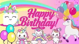 1 hour UNICORN pink birthday THEME background backdrop with happy birthday song