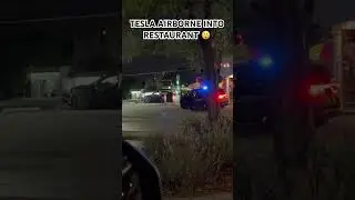 Tesla airborne into restaurant in south suburbs,IL #tesla #crash #chicago #teslacrash #foryou #short