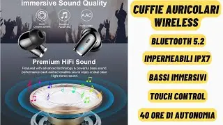 Cuffie Auricolari In Ear Impermeabili Bluetooth 5.2 Bassi Immersivi