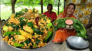 হাতে মাখা মুসুরির ডাল পুঁইশাকের রেসিপি | Dal Diye Pui Shak Recipe | Malabar Spinach With Lentil