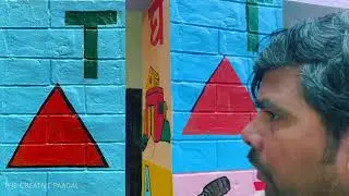 How To Make a triangle #tutorial  | School Wall Painting | TCP | Pawan Paagal | #wallpainting #art