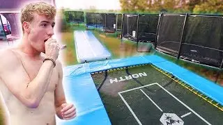 HIS BACKYARD IS SO INSANE ! Trampolines & Airtrack