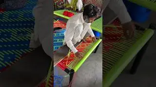 Amazing technique of making a cot | wonderful Designed Nylon Rope Cot Weaving #shorts #viral #skill