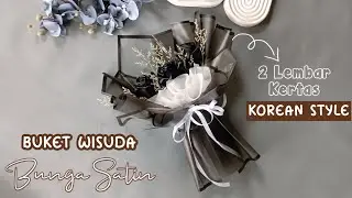 IDE BUKET WISUDA MAWAR PITA SATIN TEMA HITAM PUTIH WRAPPING KOREAN STYLE 2 LEMBAR KERTAS CELLOPHANE