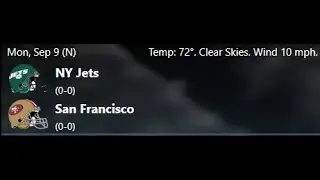 Week 1-Jets at 49ers: 2024 NFL Replay Project (Second and Ten Football)