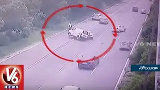 1 Dead In Car Crash On Noida Expressway || CCTV Visuals || V6 News