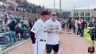 Watch: Buzz Williams throws out first pitch at Texas A&M baseball game