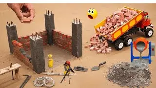 Mini Bricks House Construction | Diy Tractor Building Elevated House Science project ‪